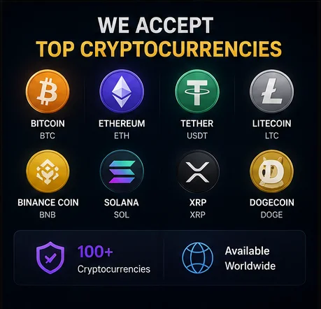 Икони на крипто монети, приети в vavada: Bitcoin, Ethereum, Litecoin и Tether